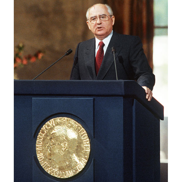 Горбачев на вручении Нобелевской премии