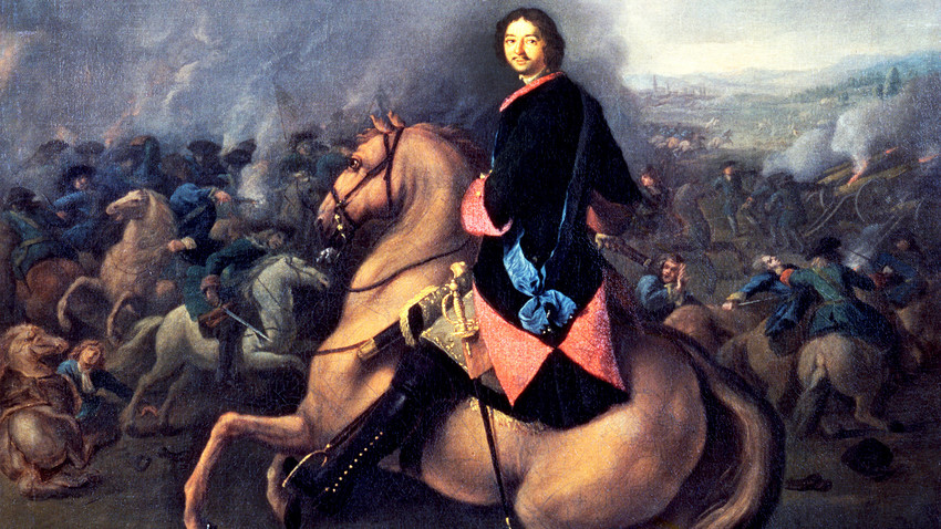 Петр Первый во время Полтавской битвы